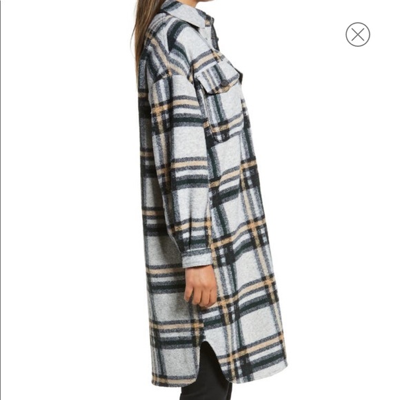 -Vero Moda Chrissie Gray Plaid Shacket XS Nordstrom NWT - Picture 4 of 12